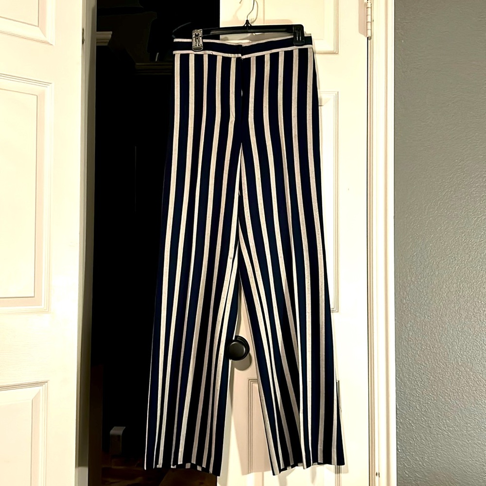 Ann Taylor Wide Leg Pant navy silver Size 6
